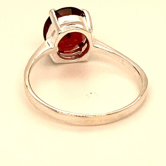 Red Garnet 2.85ct Platinum Finish Silver Ring - Picture 4 of 6